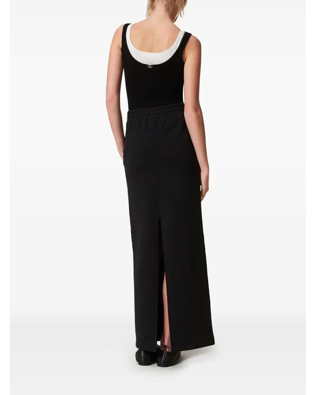 Twinset Black Cotton Maxi Skirt