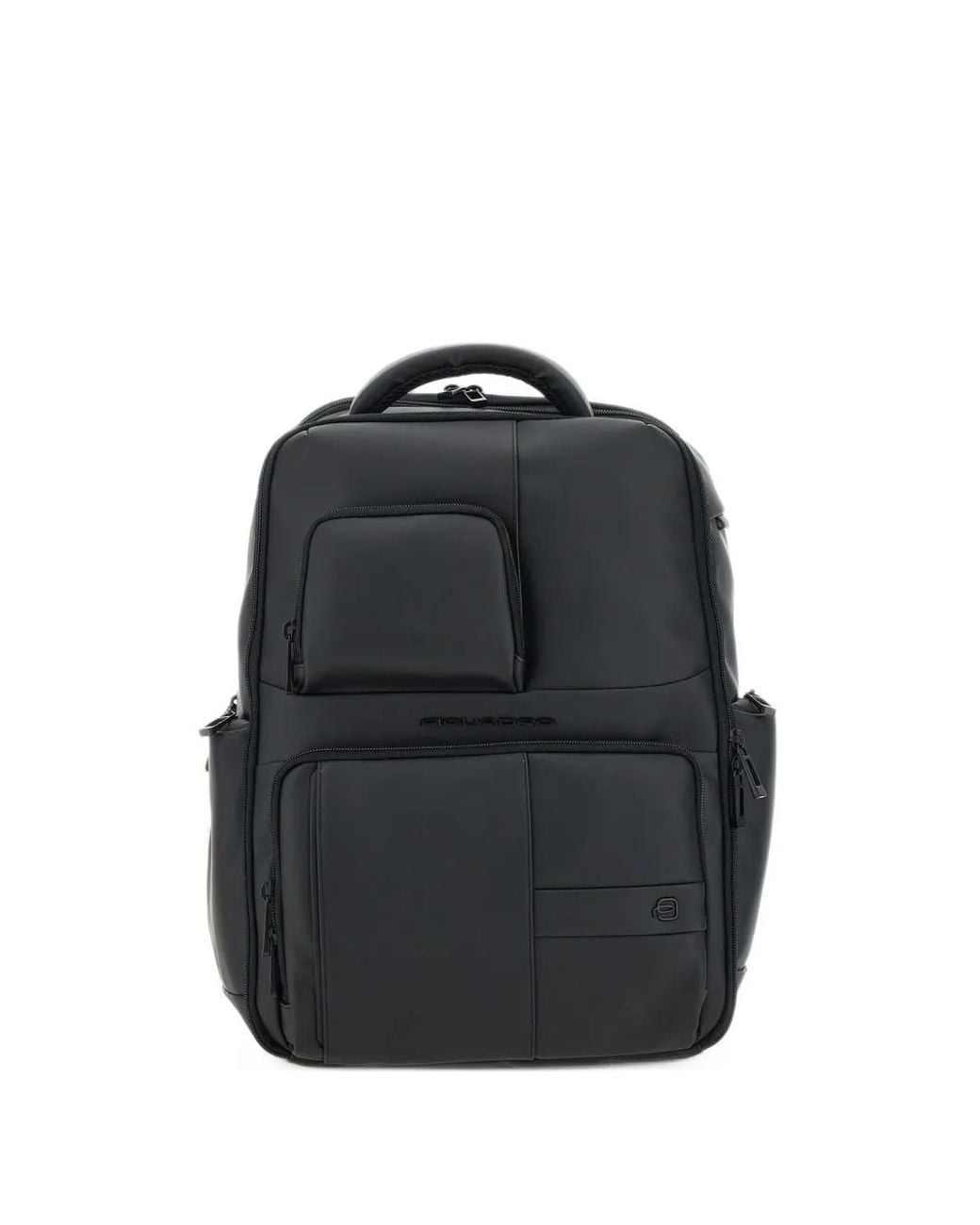 Piquadro Black Logo-Embossed Multi-Pocket Backpack for men