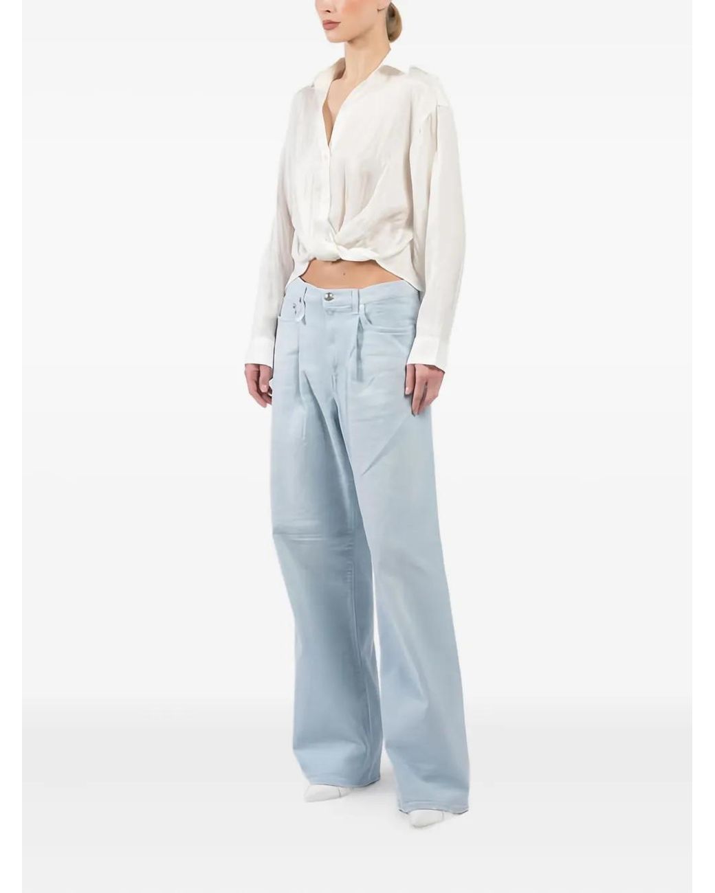 R13 Blue Pleated-Front Jeans