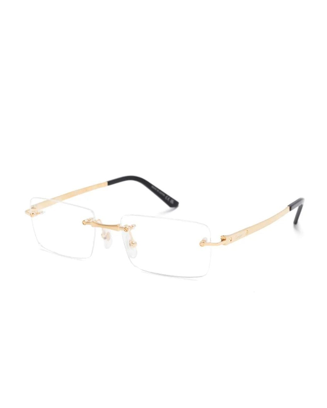Cartier Metallic Rectangle-Frame Glasses for men