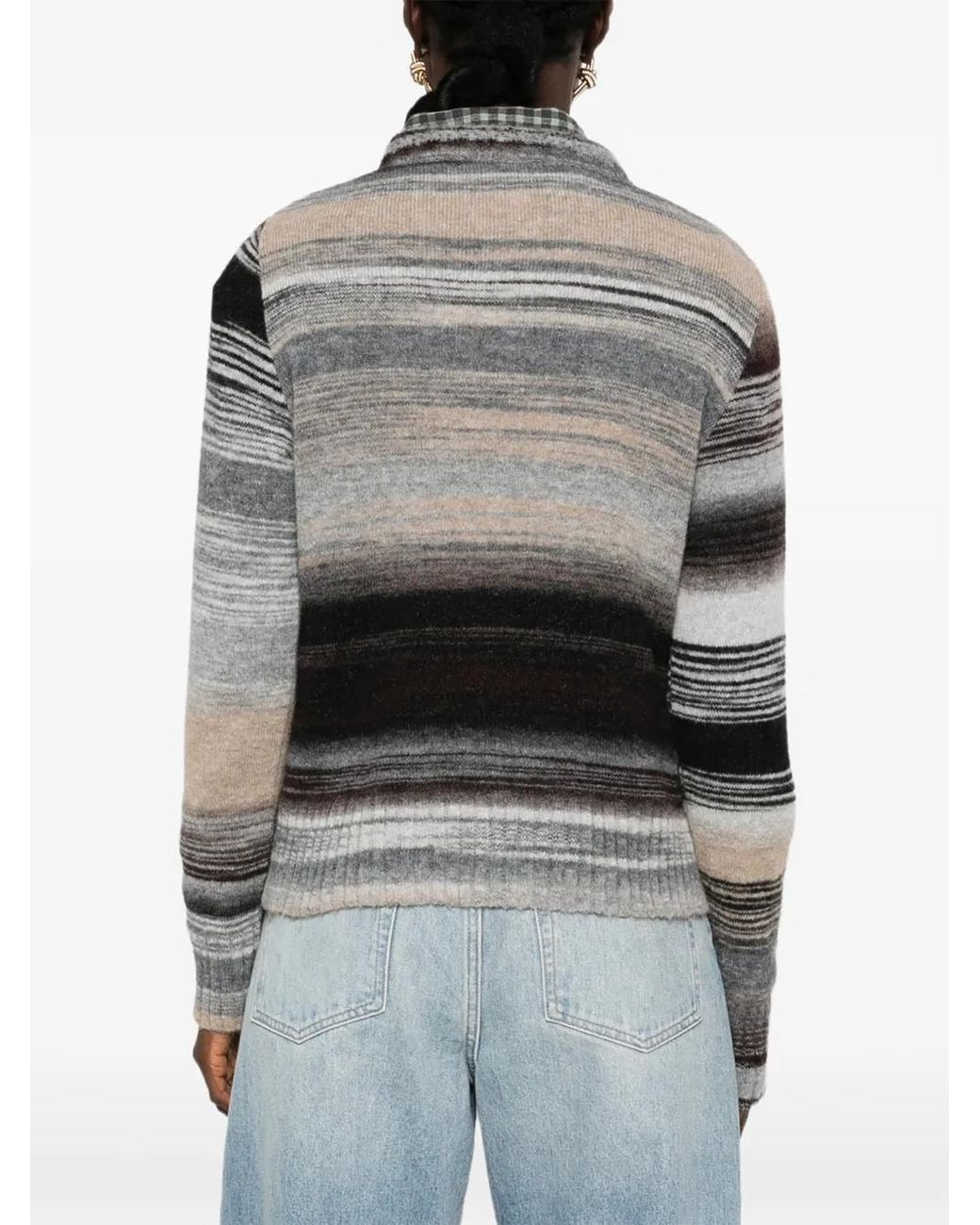 Neera Gray Degradé Striped Cardigan