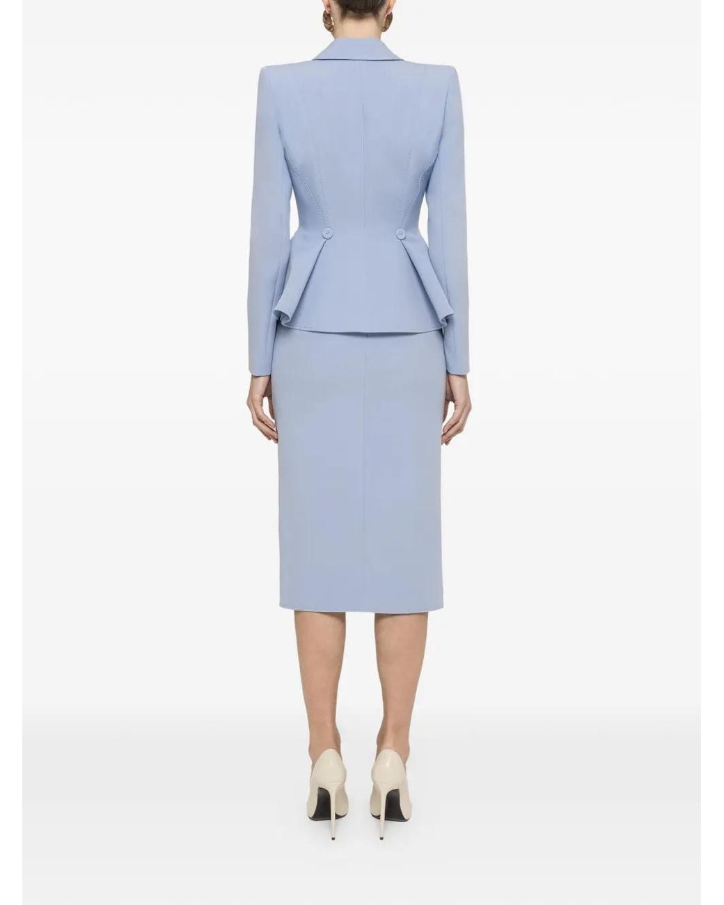 Nissa Blue High-Waisted Pencil Midi Skirt