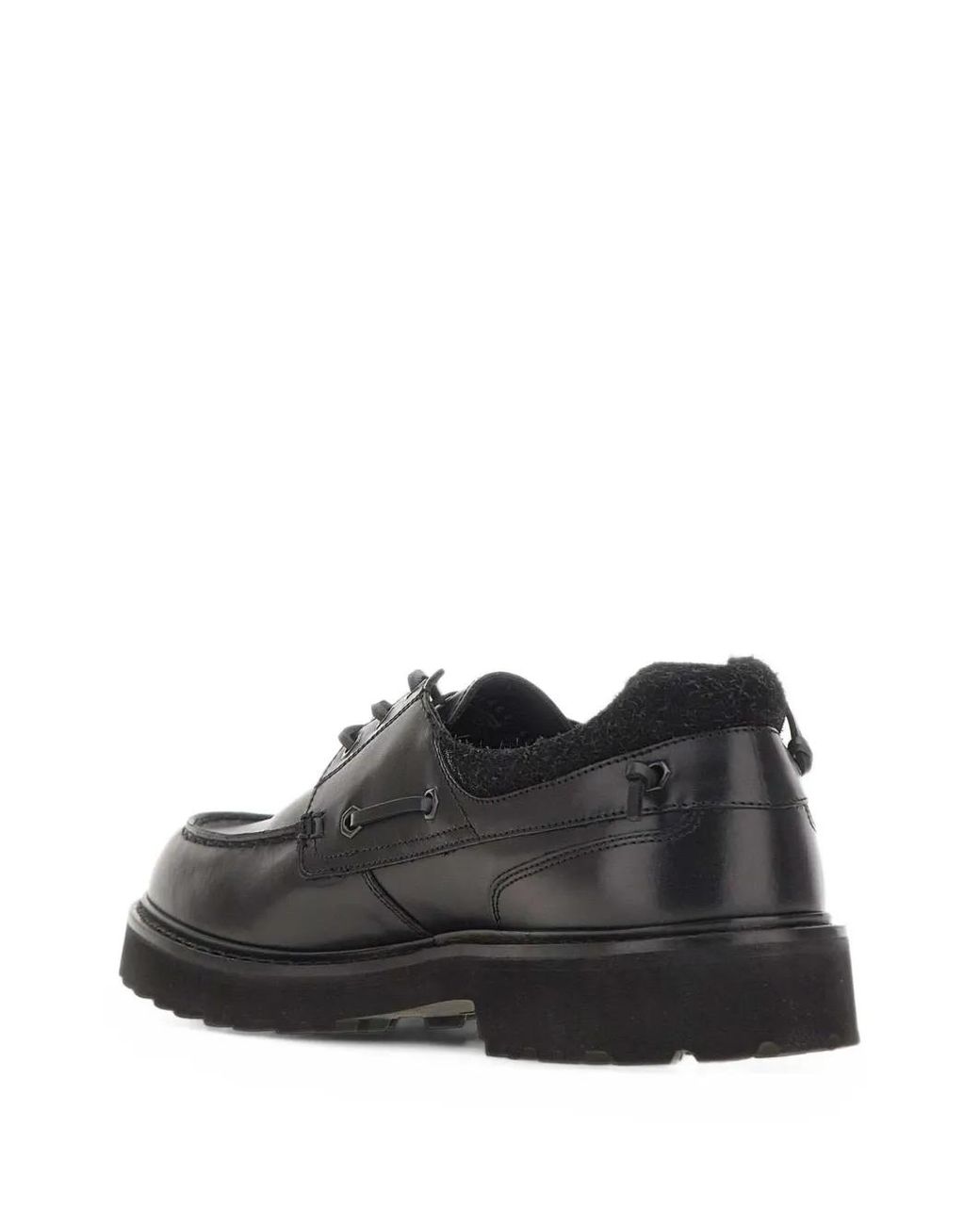 Woolrich Black Lugged Leather Lace-Up Derby Shoes for men
