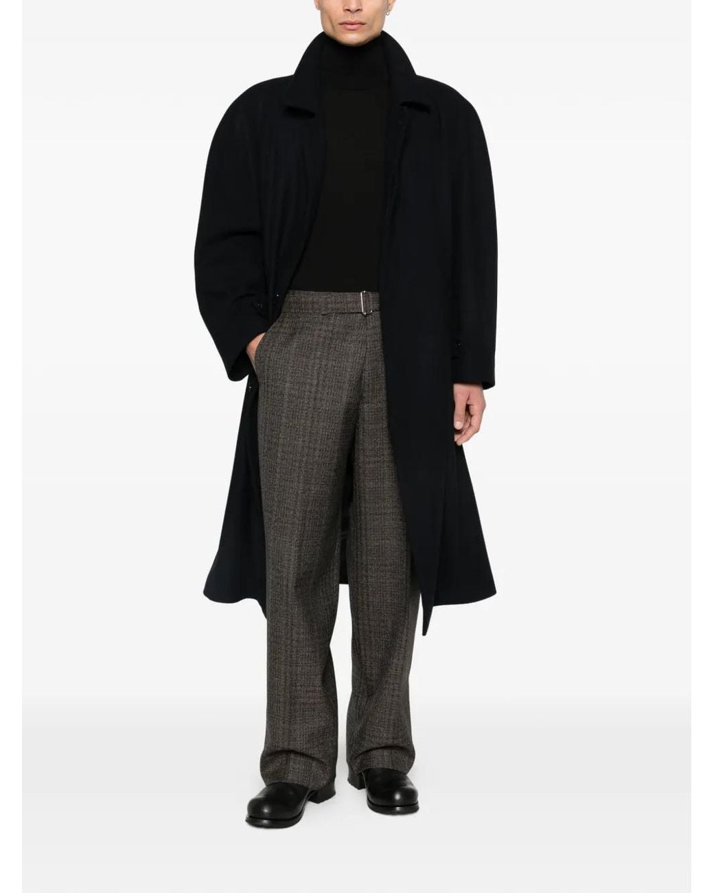 MARSĒM Black Belted Coat for men