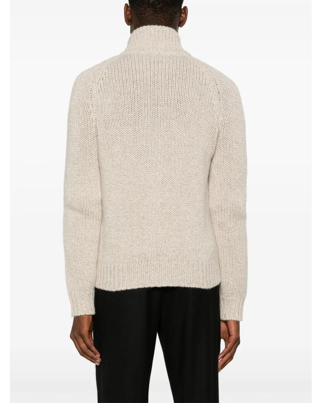 Brioni Natural Funnel-Neck Cashmere Zip Cardigan for men