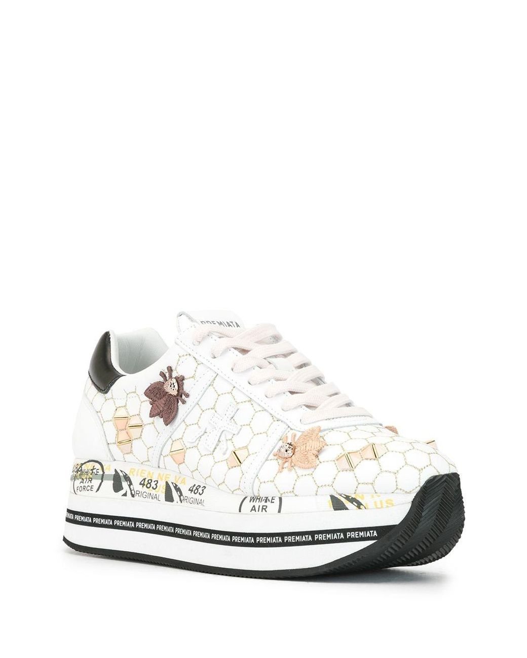 Premiata 483 Original Bee Platform Trainers in White | Lyst