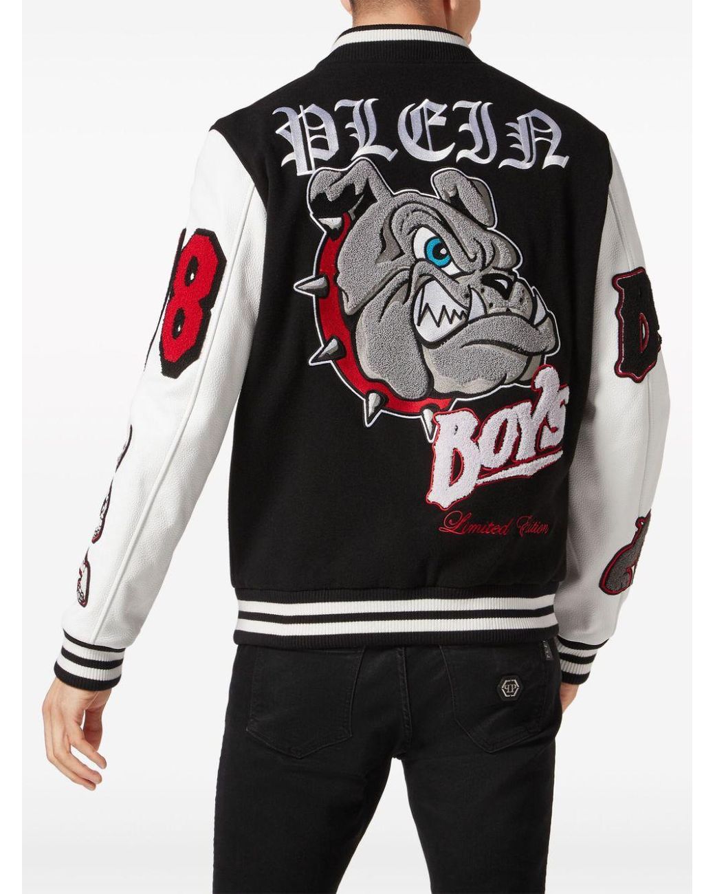 Philipp Plein Bulldog-Patch Bomber Jacket in Black for Men Lyst UK