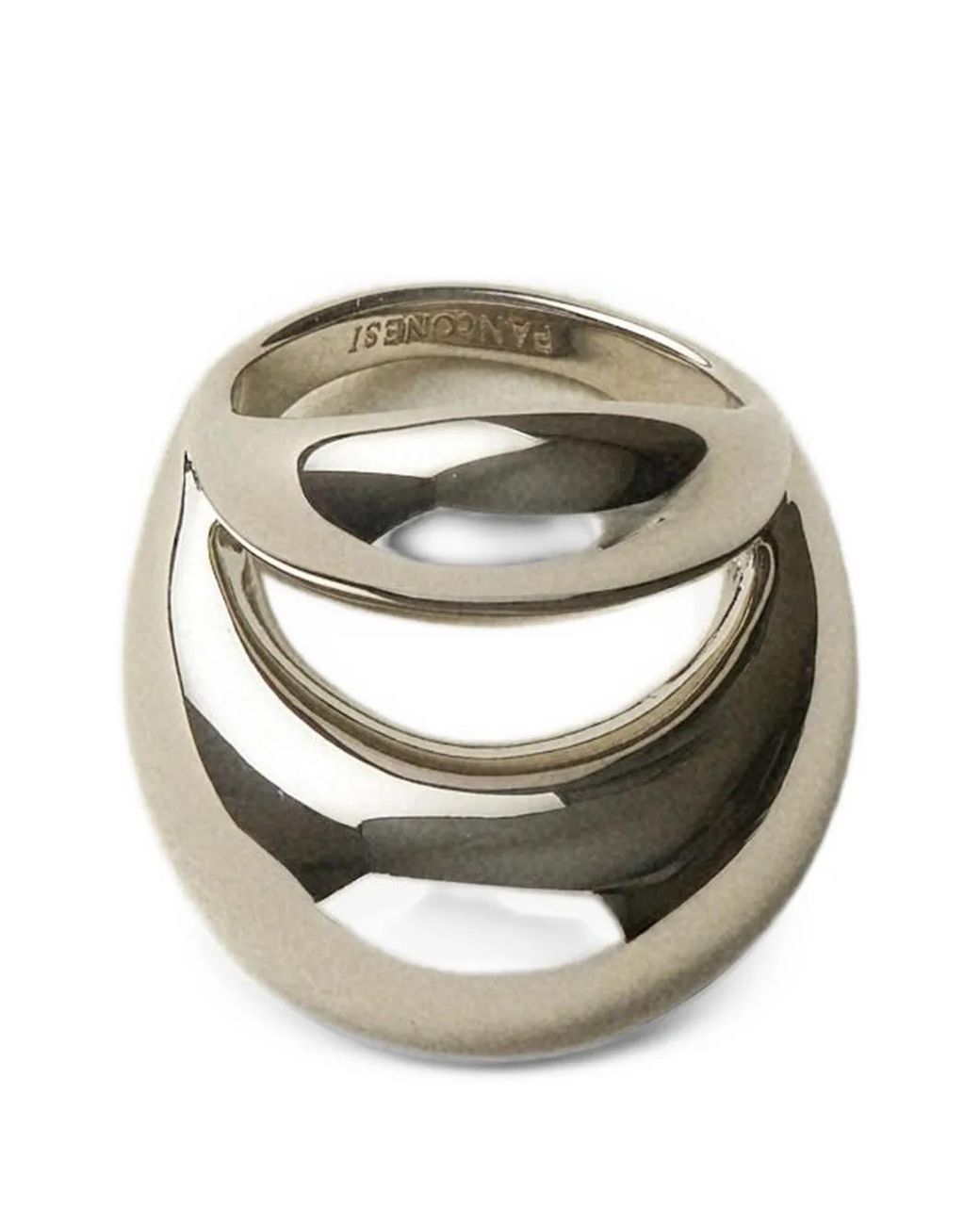 Panconesi Gray Double Blow Up Engraved-Logo Ring
