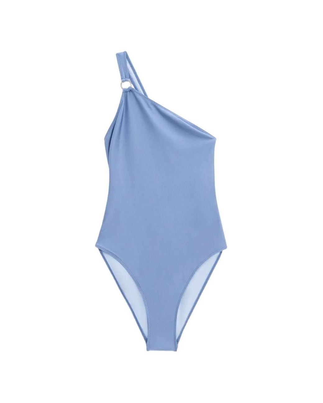 Filippa K Blue Asymmetric-Neck Ring-Detail Swimsuit