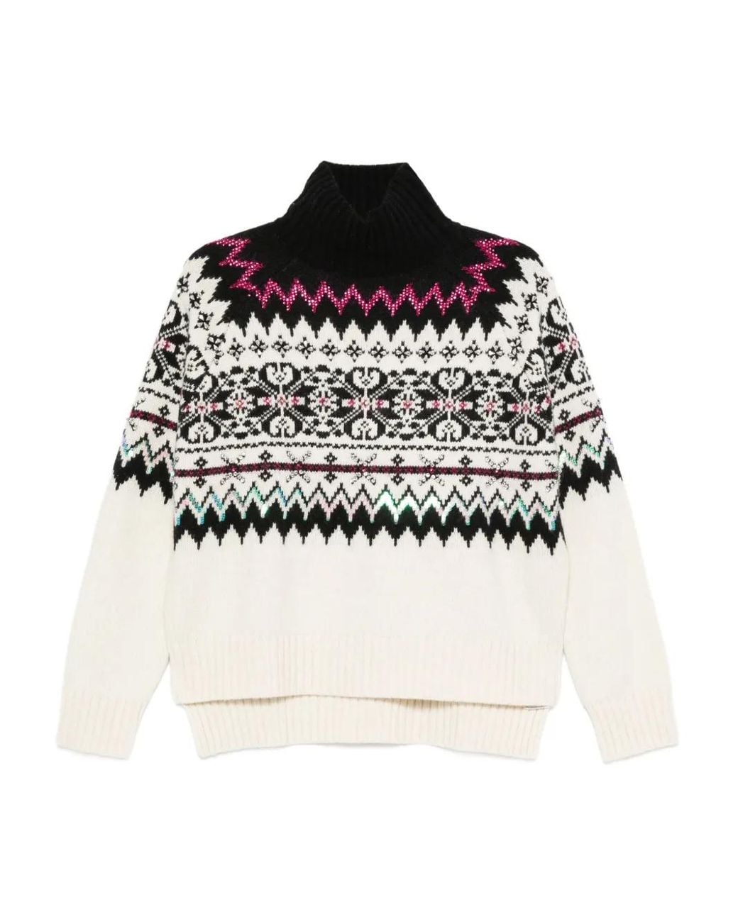 Semicouture Black Fair Isle-Knit Jumper