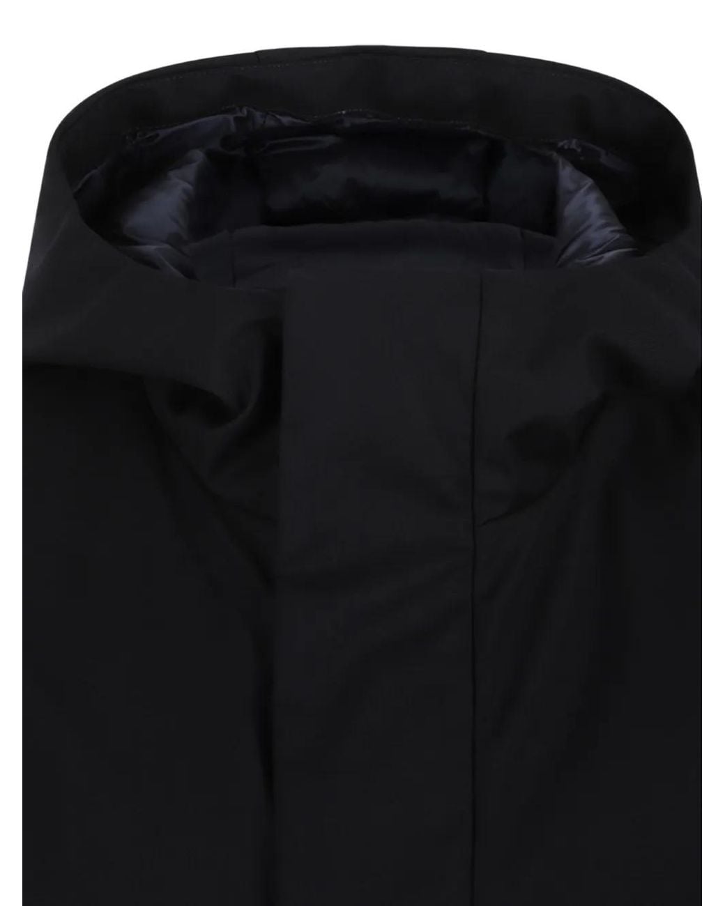 Add Black Hooded Concealed-Fastening Jacket for men