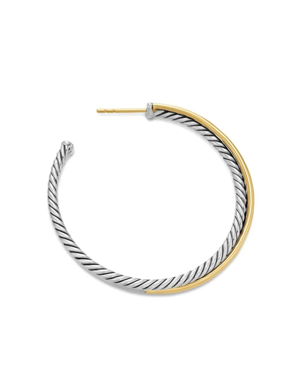 David Yurman Metallic 18Kt And Sterling Crossover Hoop Earrings (44Mm)