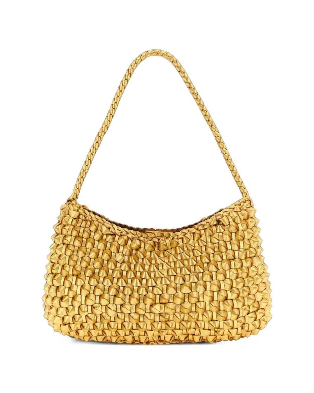 Dragon Diffusion Metallic Basil Cactus Woven Leather Tote Bag