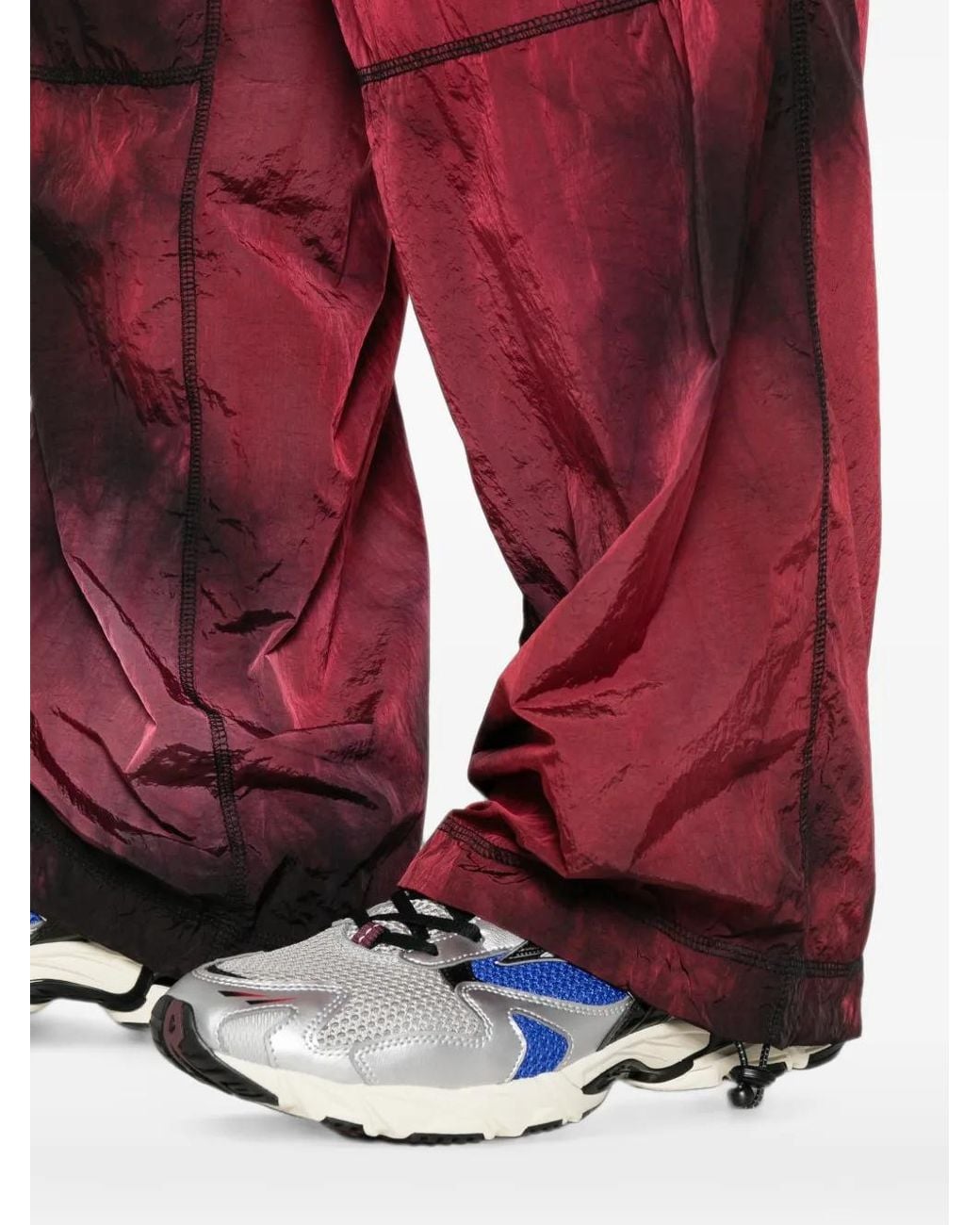 Aries Red Tie-Dye Windcheater Trousers for men