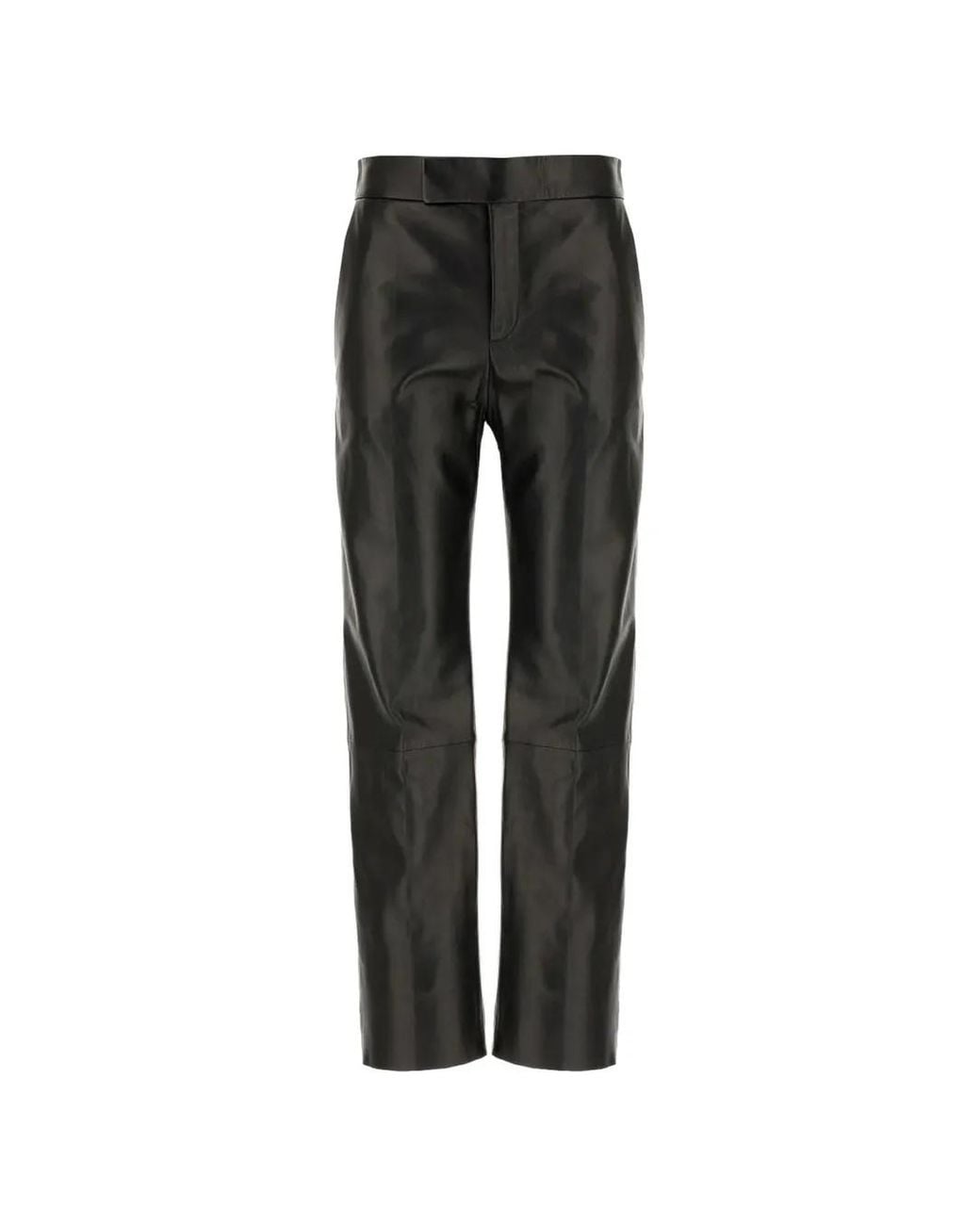 Alberta Ferretti Black Straight-Leg Leather Trousers