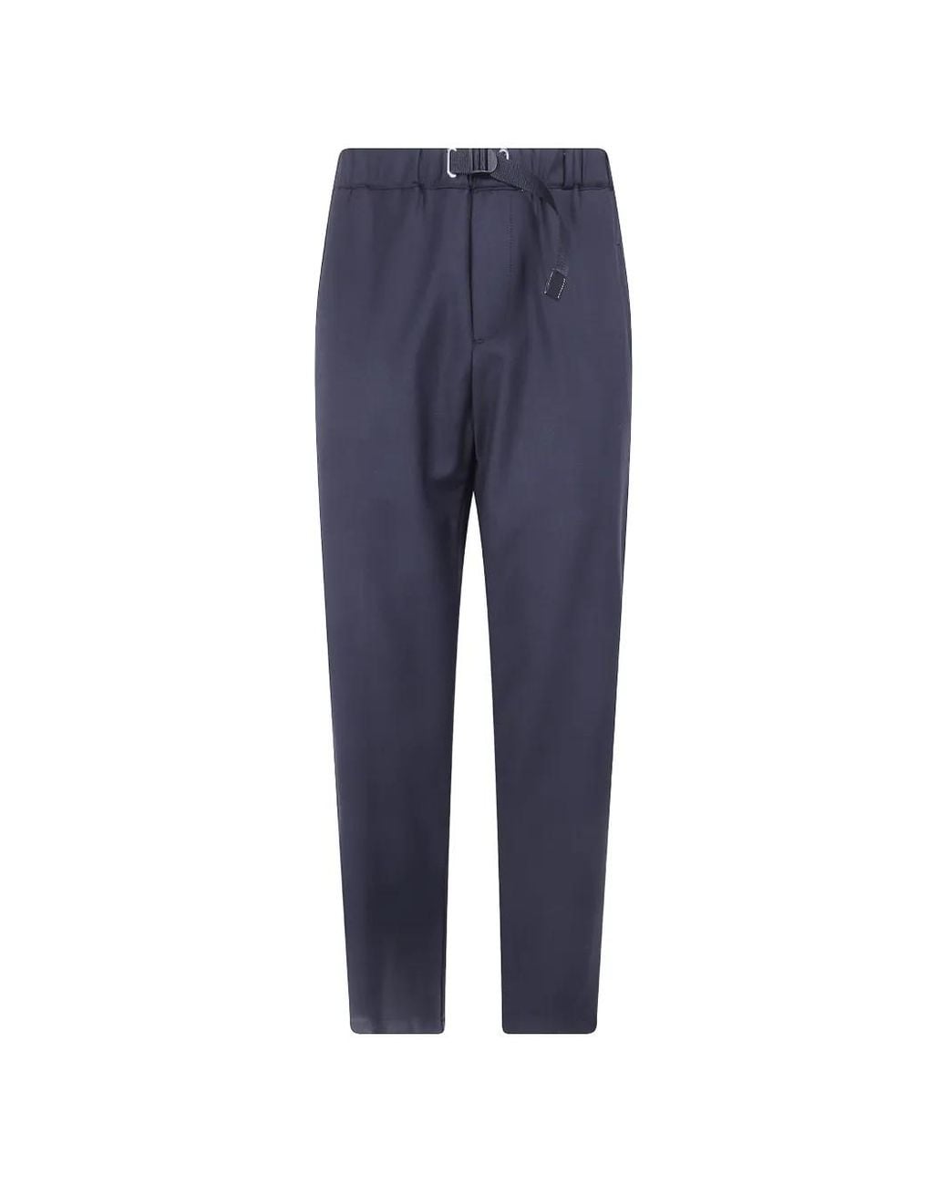 White Sand Blue Belted Straight-Leg Trousers for men
