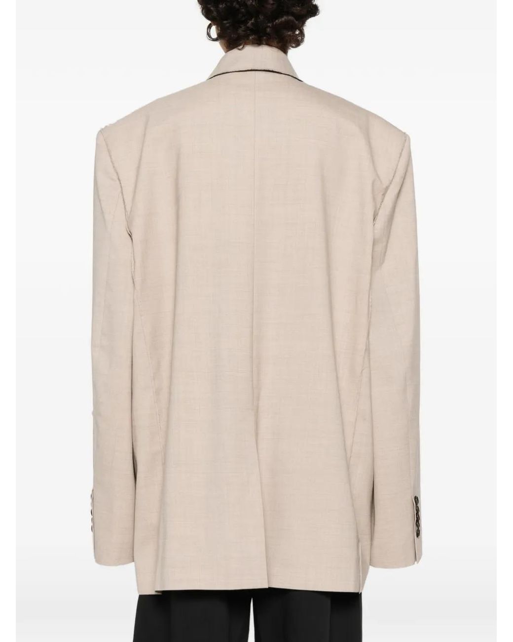 FEDERICO CINA Natural Double-Breasted Blazer