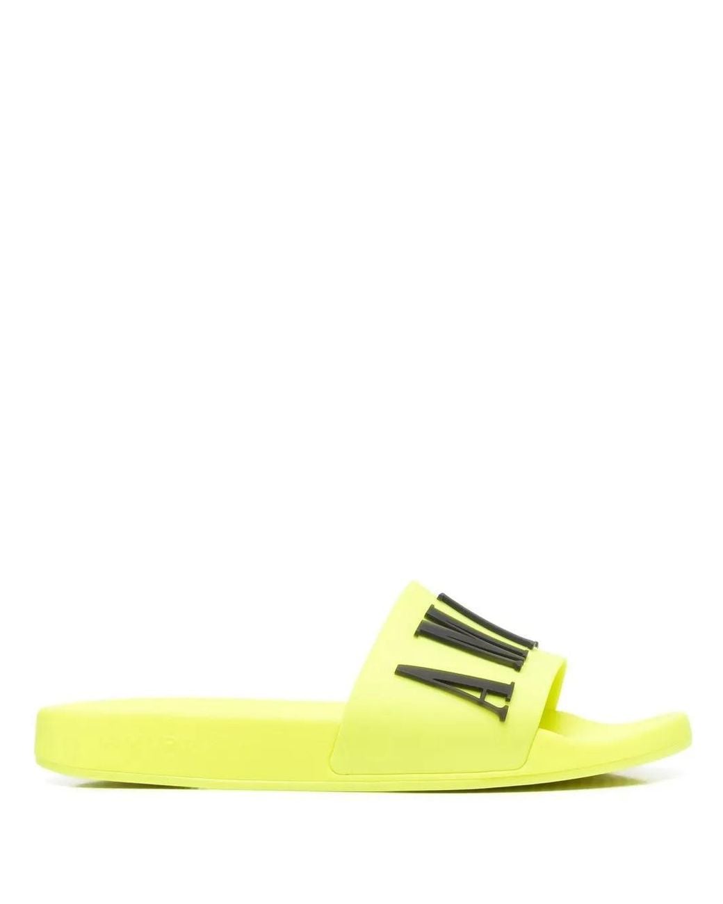 Amiri Yellow Logo-Embossed Slides for men
