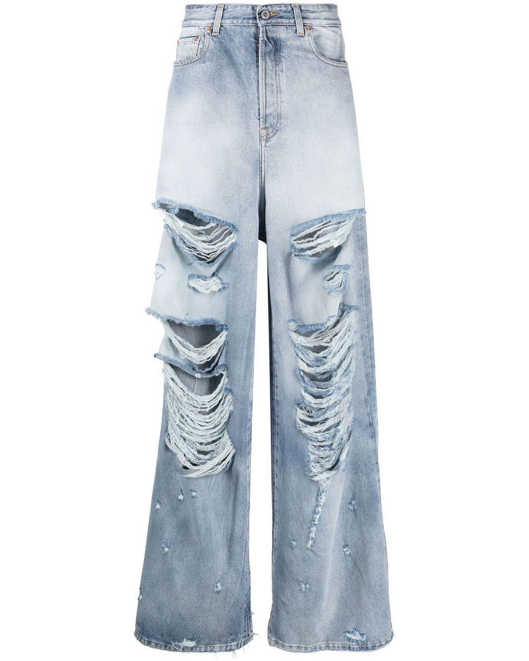 Vetements Distressed Wide-leg Jeans in Blue for Men