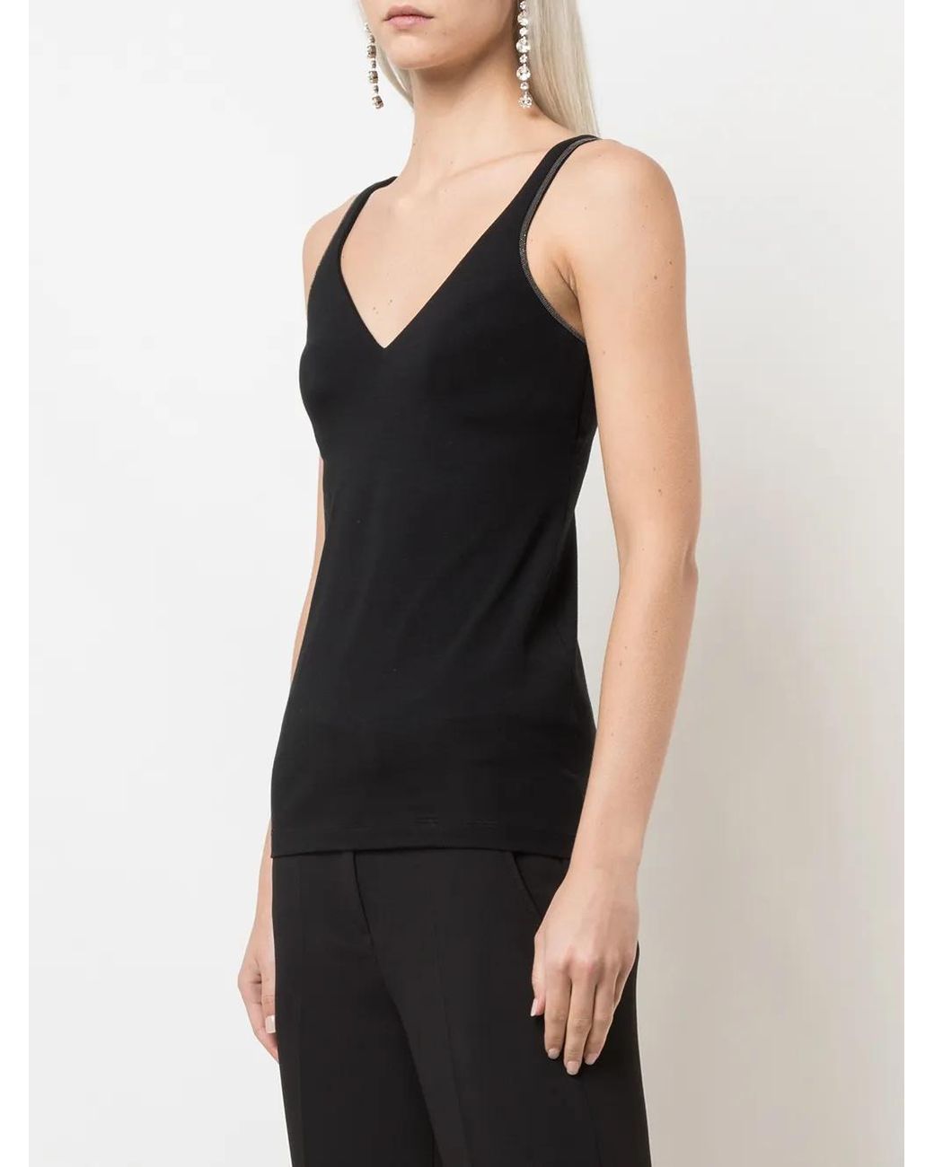 Brunello Cucinelli Black Cotton Tank Top