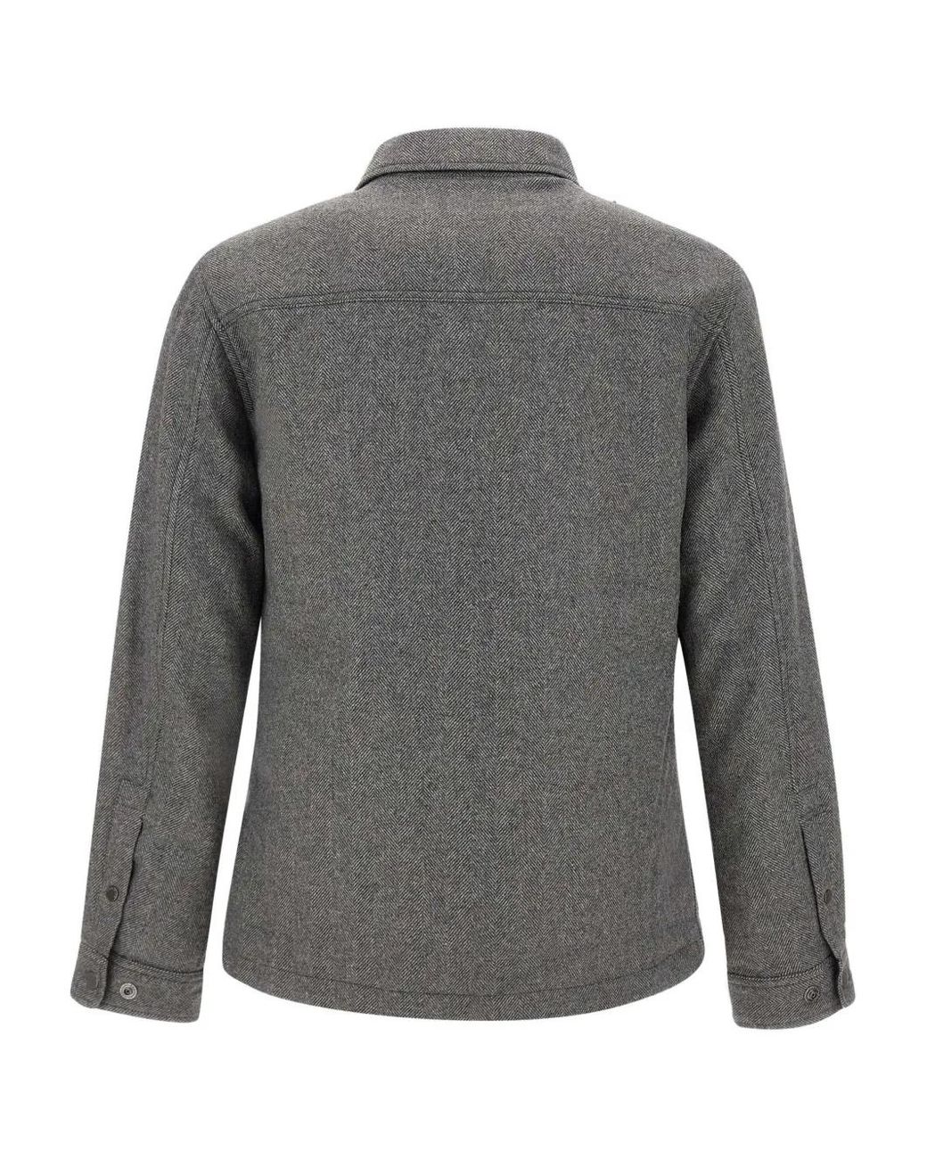 Woolrich Gray Herringbone Chest-Pocket Jacket for men