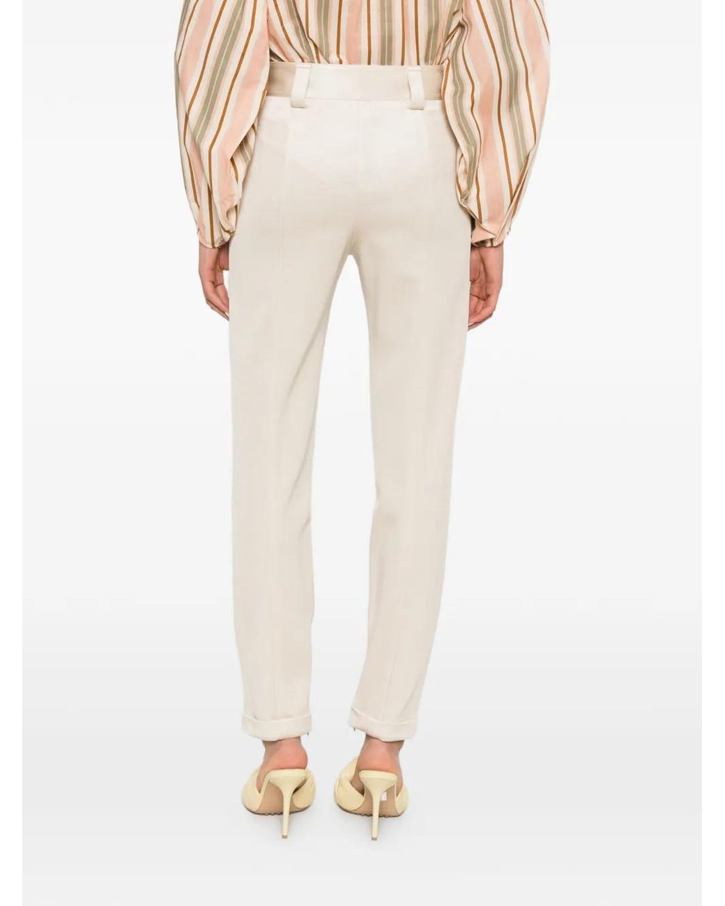 Chloé White Satin-Finish Trousers