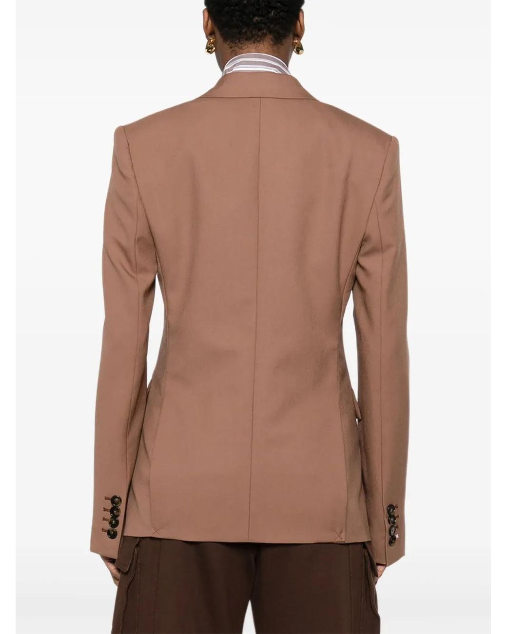 Stella McCartney Brown Double-Breasted Wool Blazer
