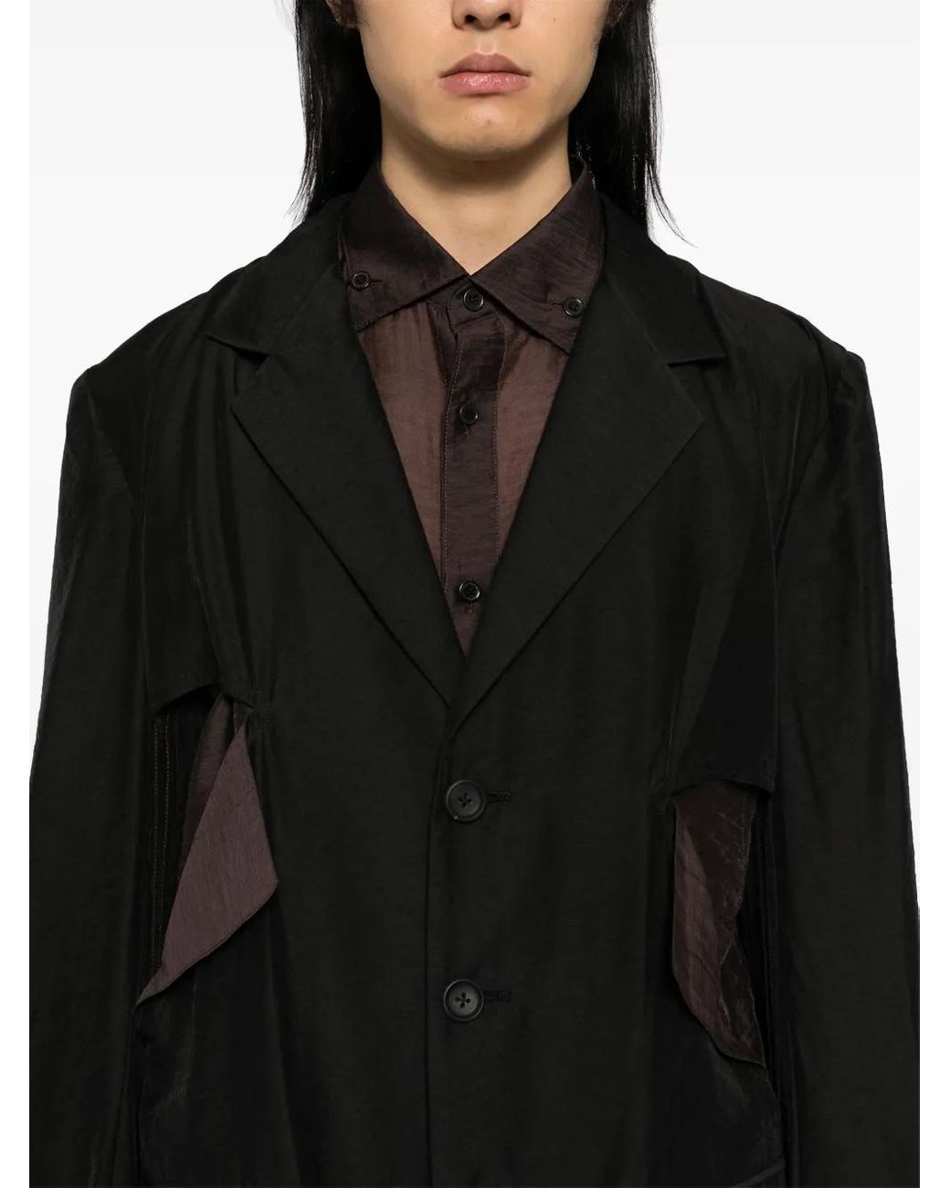 Yohji Yamamoto Black Cut-Out Blazer for men