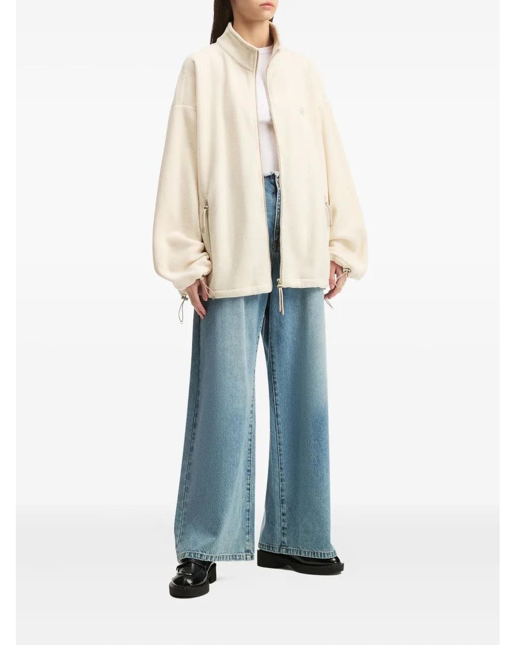 B+ AB White Zip-Up Fleece Jacket