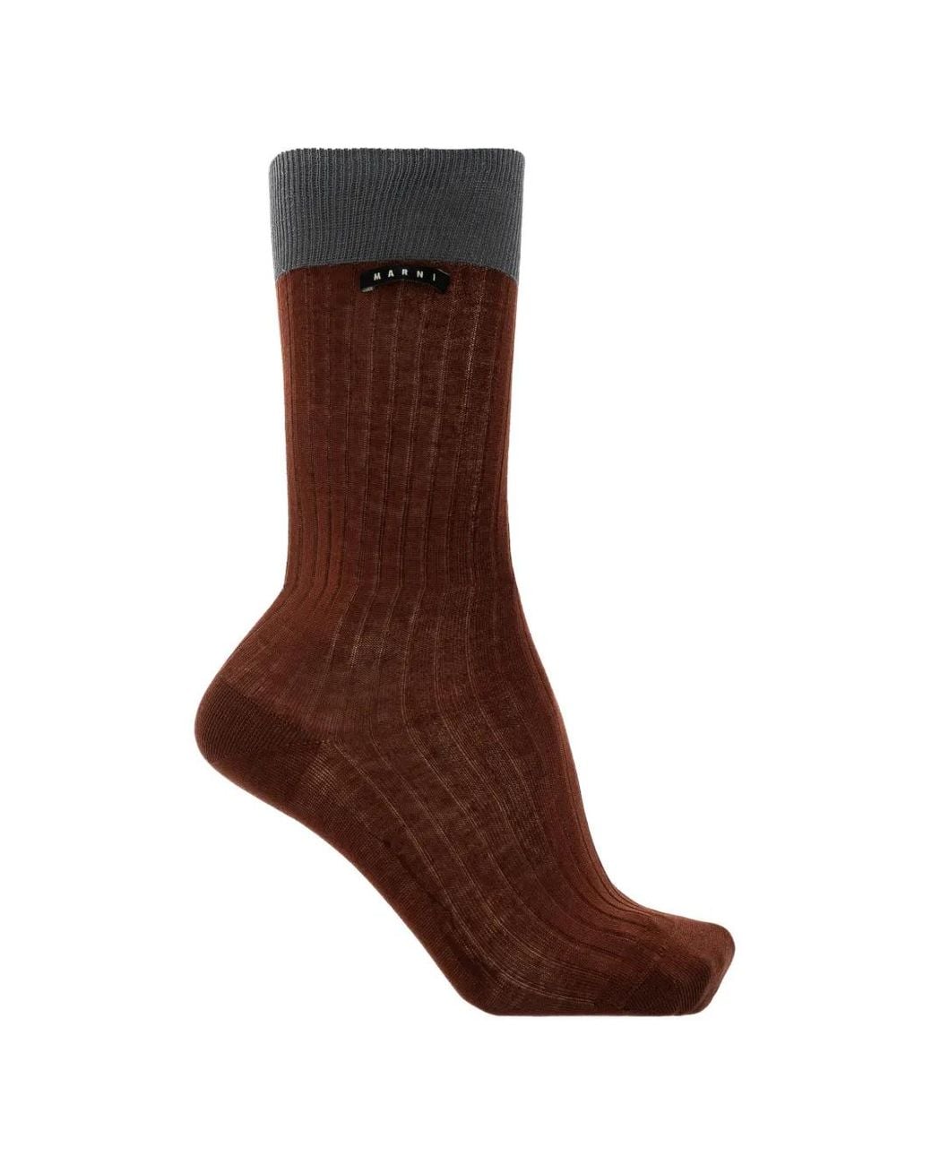 Marni Brown Ribbed-Knit Socks for men