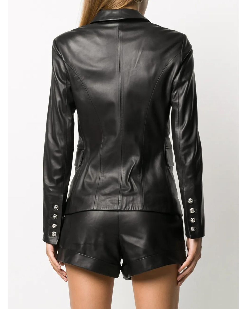 Philipp Plein Black Crystal-Embellished Double-Breasted Jacket