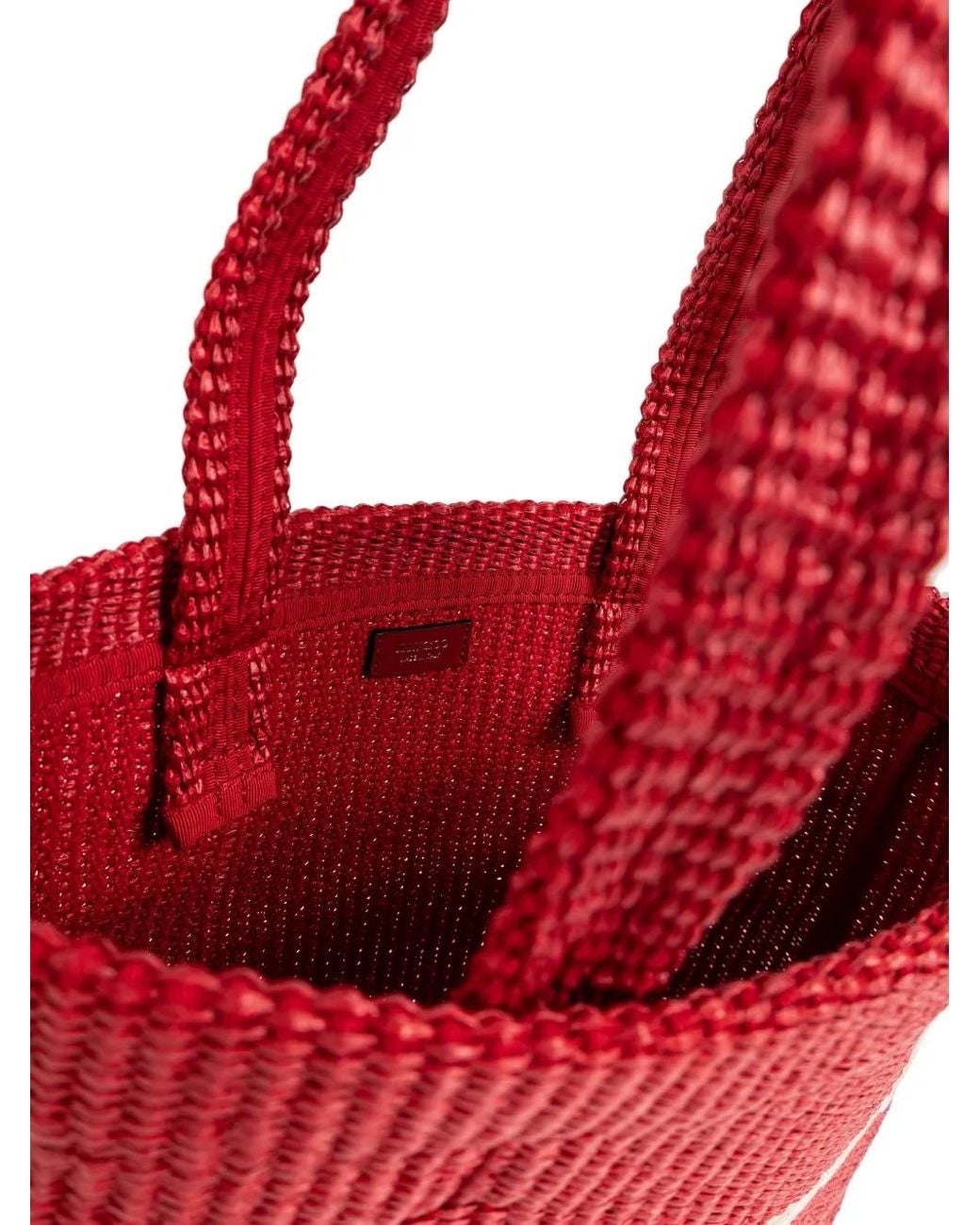 Jimmy Choo Raffia Embroidered Mini Tote Bag