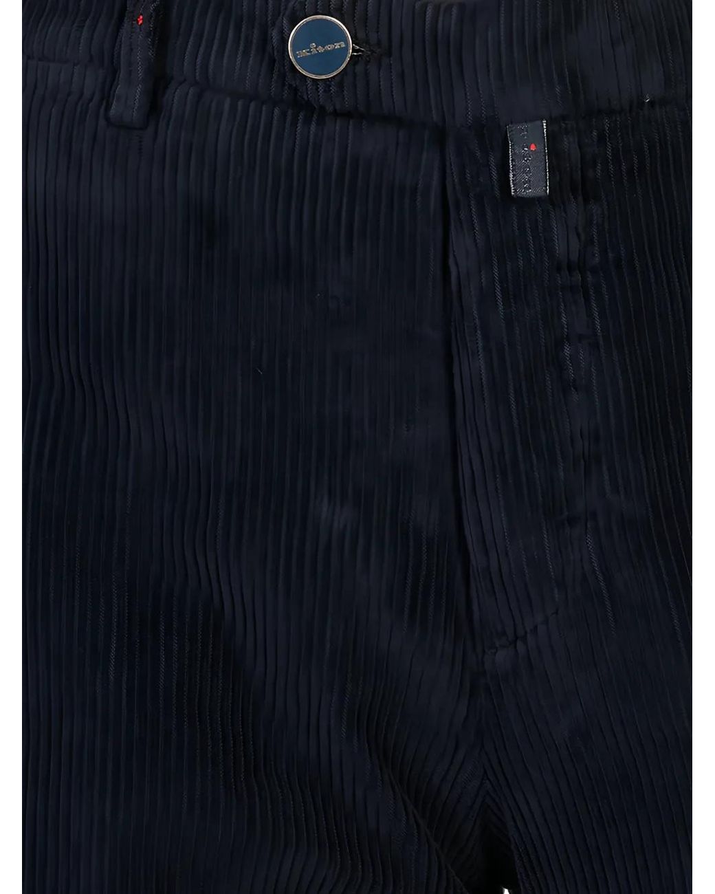 Kiton Blue Corduroy Straight-Leg Trousers for men