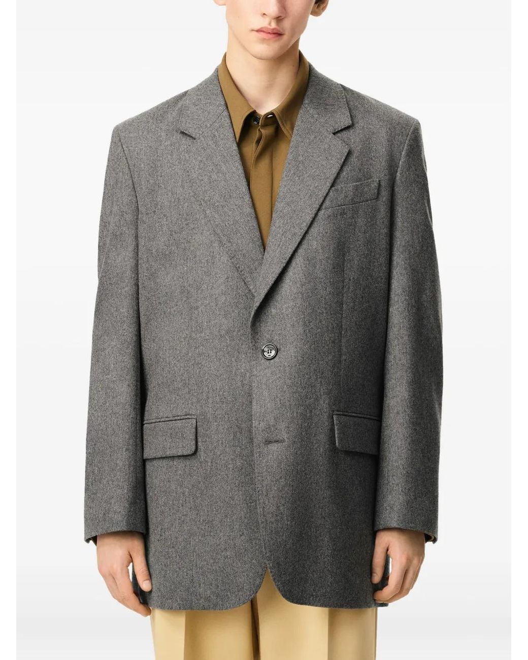AMI Gray Single-Breasted Wool Jacket for men