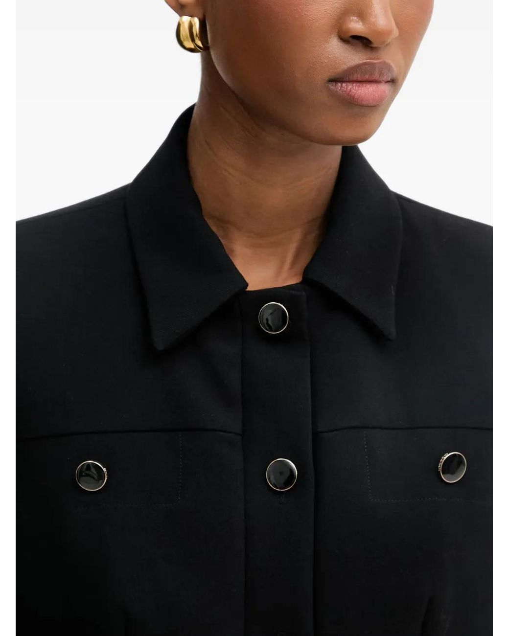 Morgan Black Button-Up Cropped Jacket