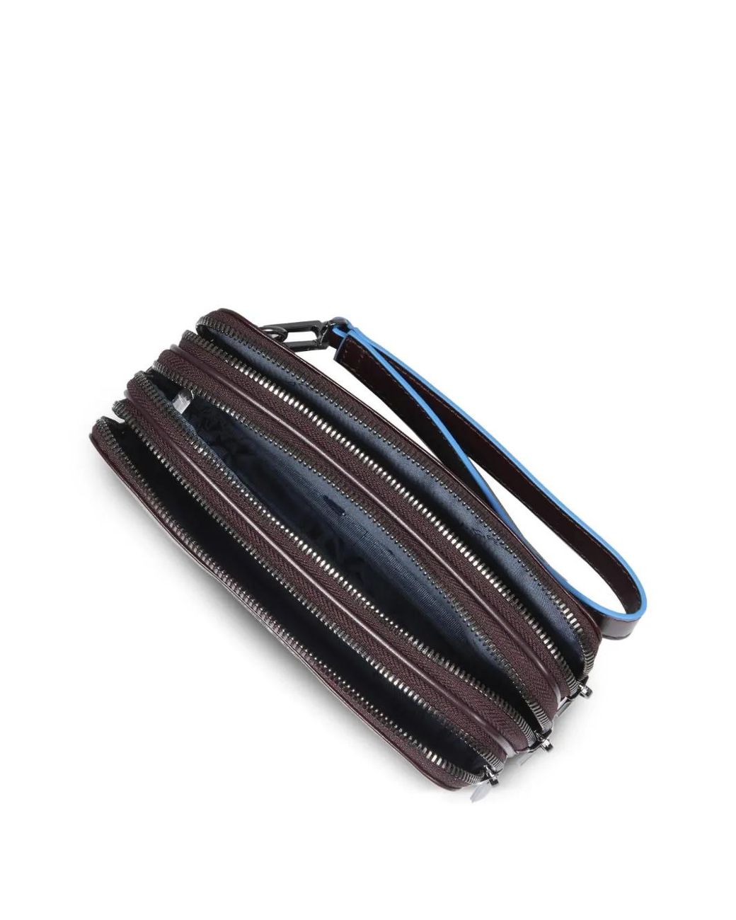 Piquadro Purple Three-Dividers Leather Clutch