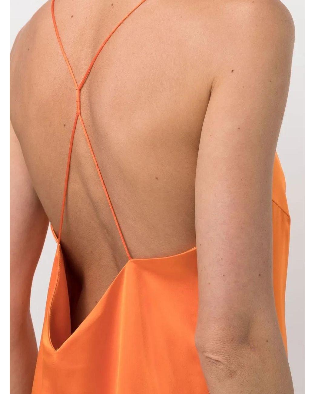 Blanca Vita Orange Robe Longue Arise Maraso À Col Bénitier