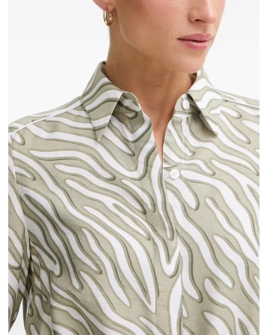 MARC AUREL Gray Chemise À Imprimé Zèbre Et Manches Trois-Quarts