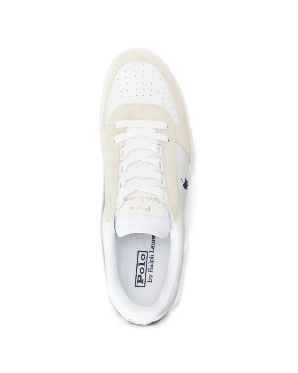 Polo Ralph Lauren White Logo-Embroidered Panelled Sneakers for men
