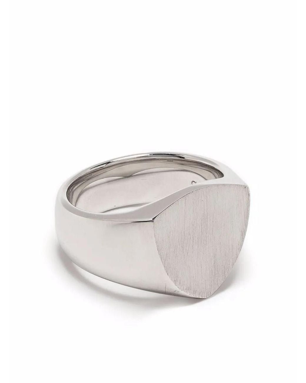 Tom Wood White Shield Satin Signet Ring