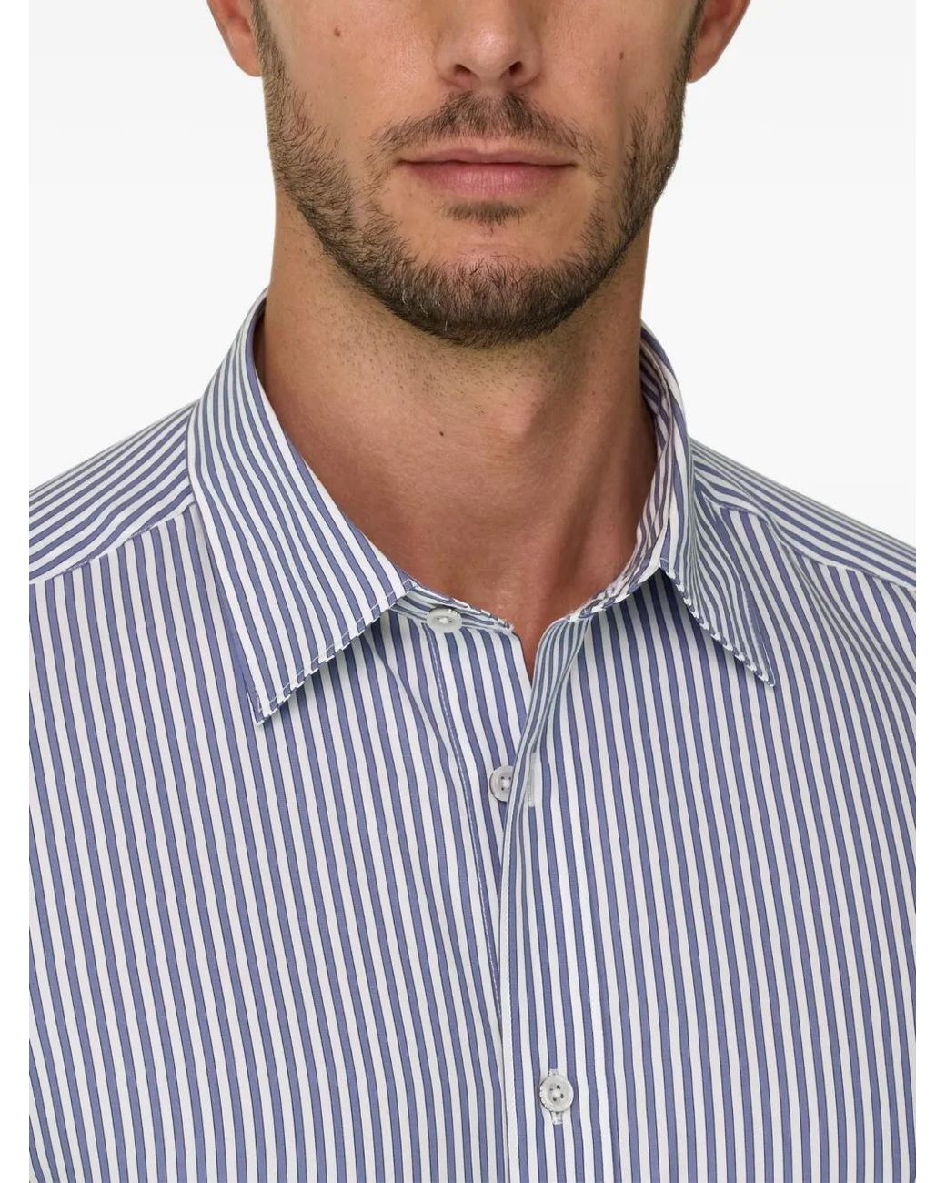 Boggi Blue Shirt Striped Poplin Regular Fit for men