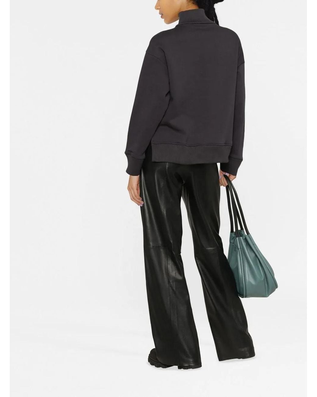 Emporio Armani Black Logo-embroidered Quarter-zip Sweatshirt