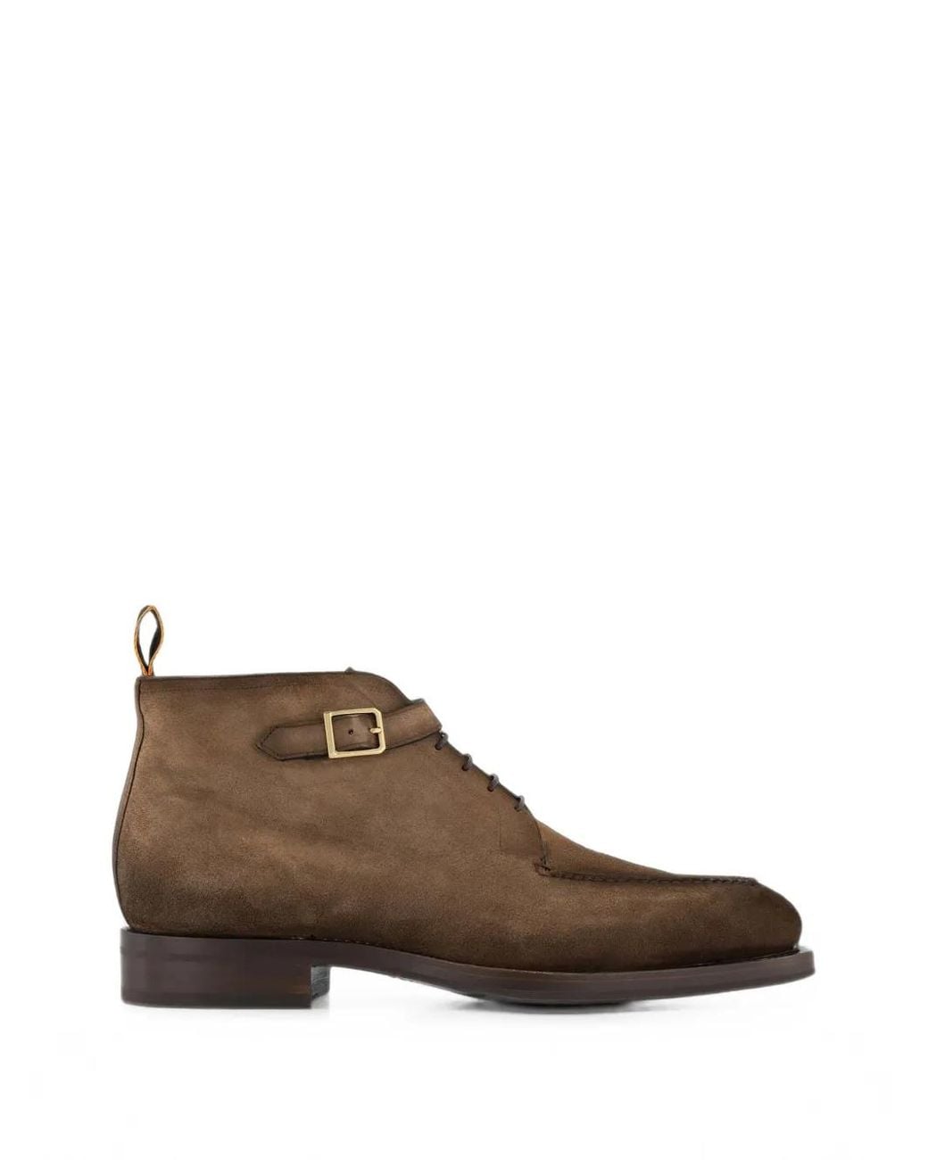 Santoni Brown Buckle-Detail Lace-Up Boots for men