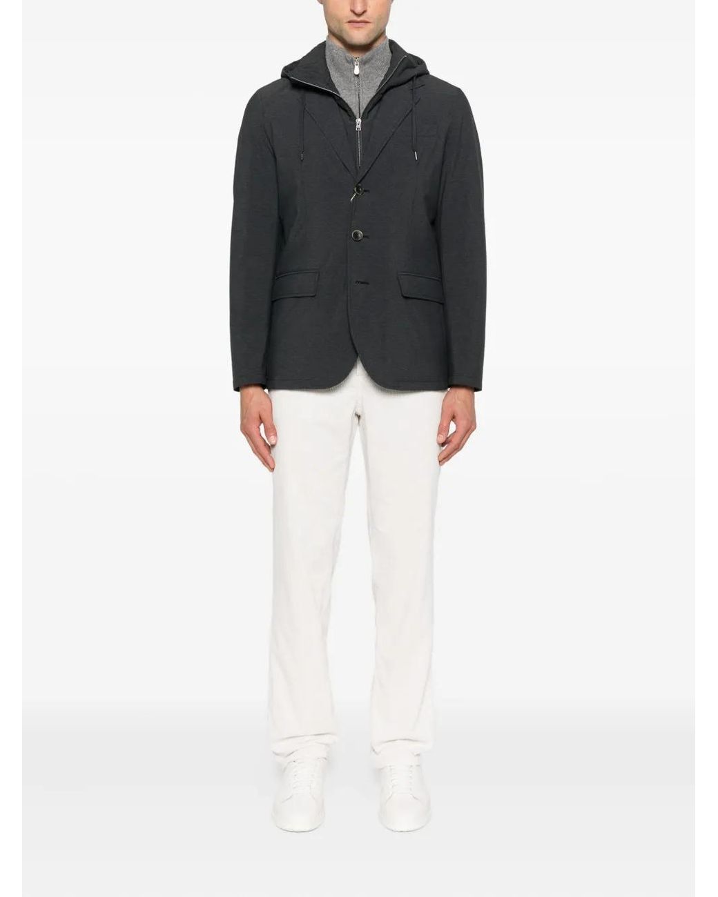 Herno Black Tailored Jacket With Detachable Hood for men