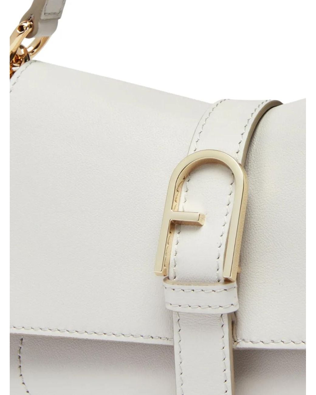 Furla White Logo-Plaque Leather Clutch Bags