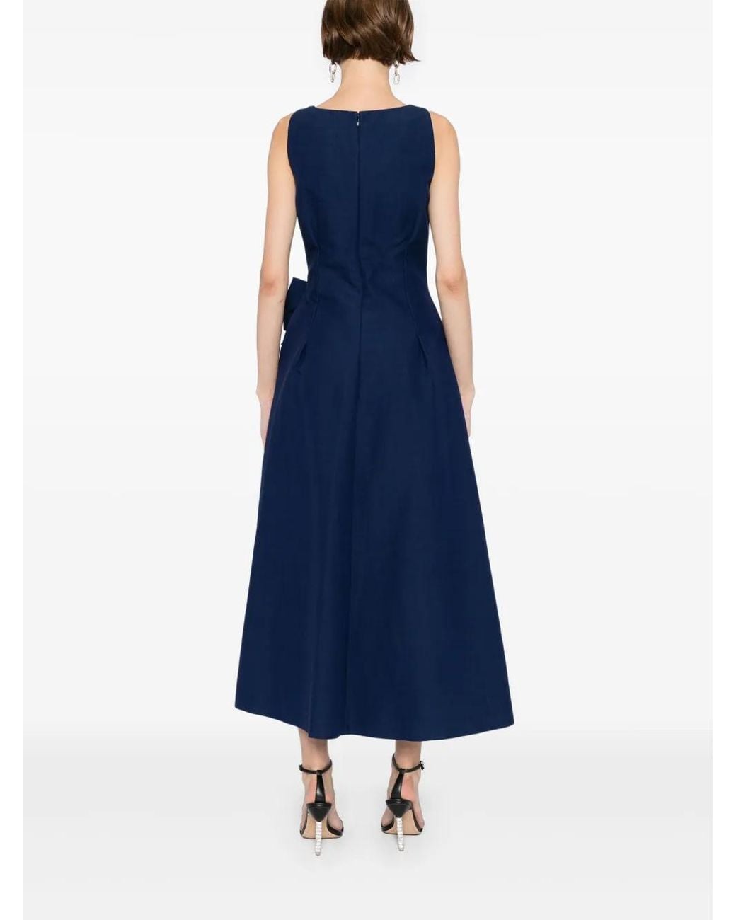 Elie Saab Blue Bow-Detail Midi Dress