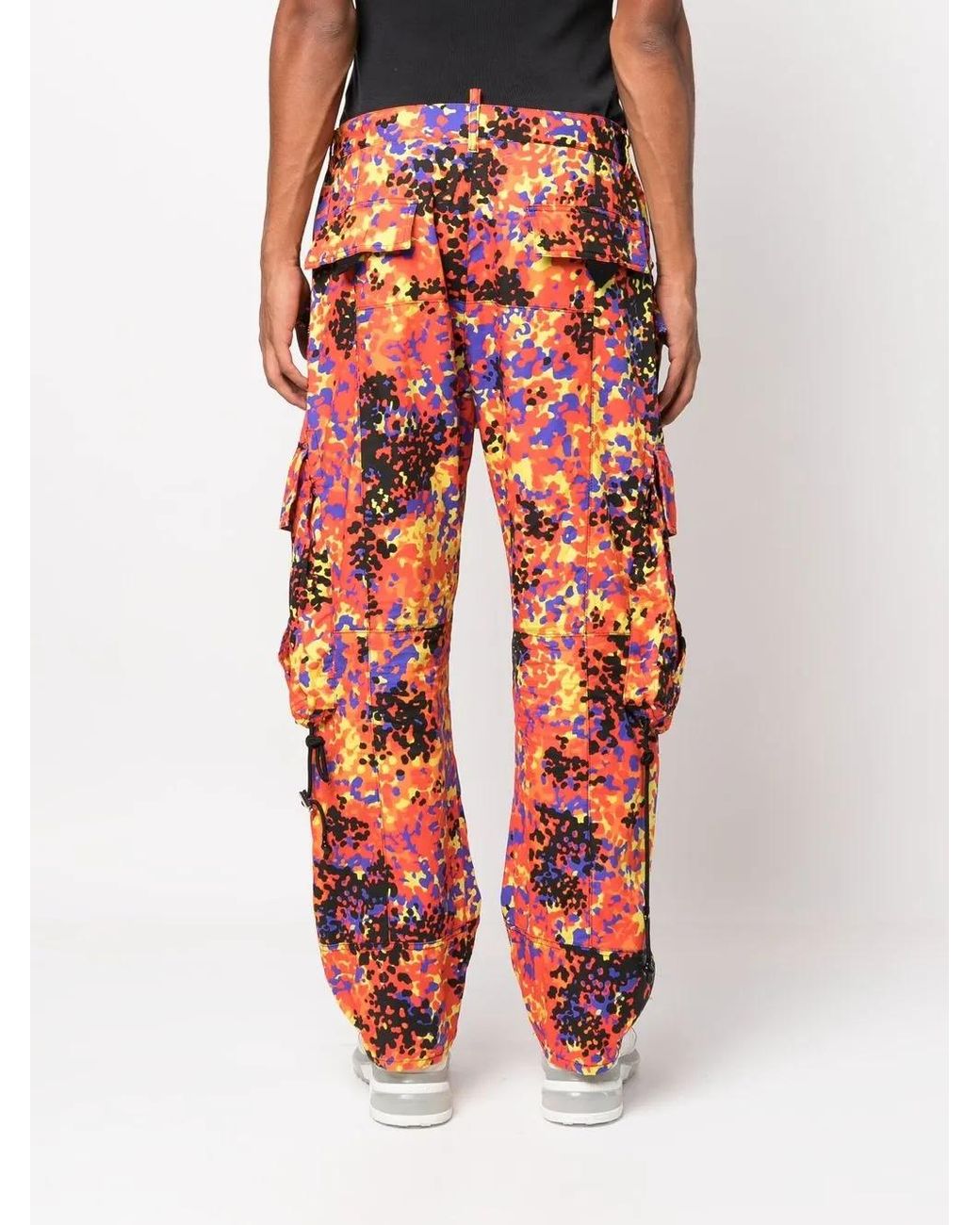 DSquared² Red Abstract-Print Cargo Trousers for men