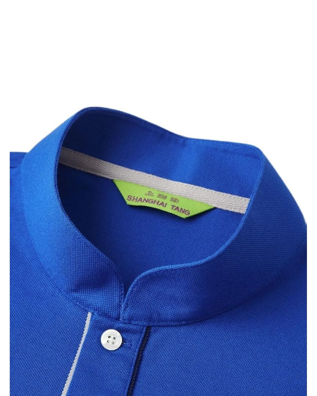 Shanghai Tang Blue Polo Tang Dragon En Coton for men