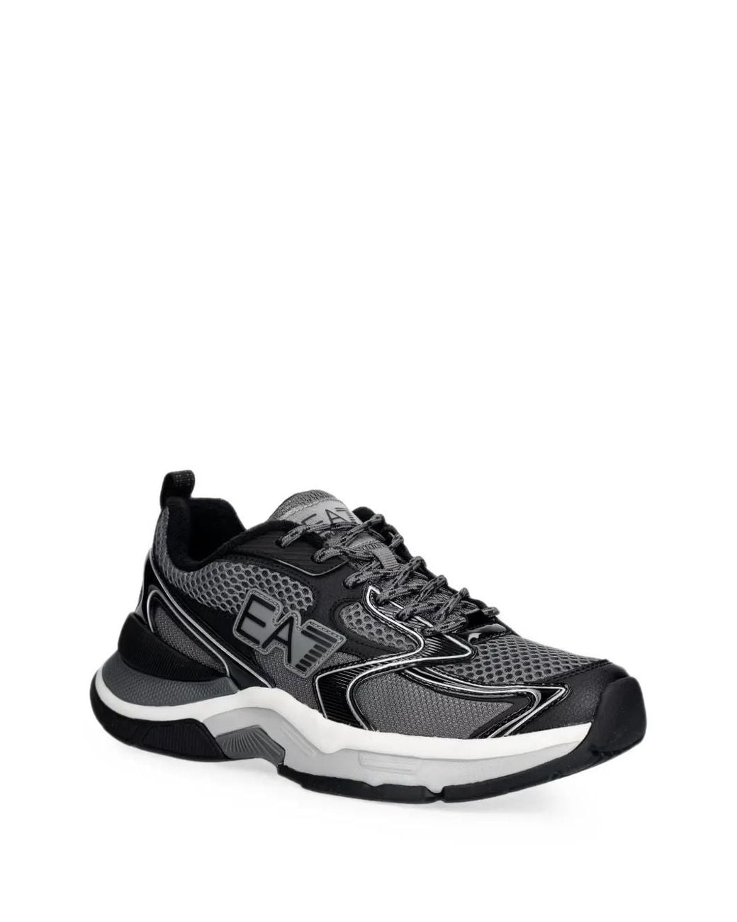 EA7 Black Logo-Patch Mesh Sneakers