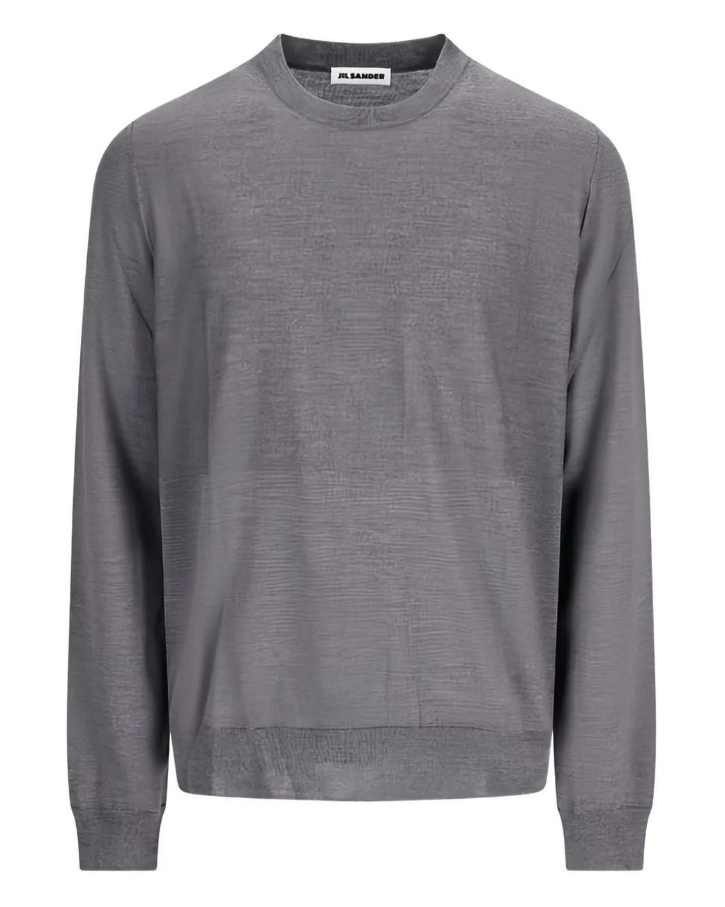 Jil Sander Gray Wool Crew-Neck Sweater for men